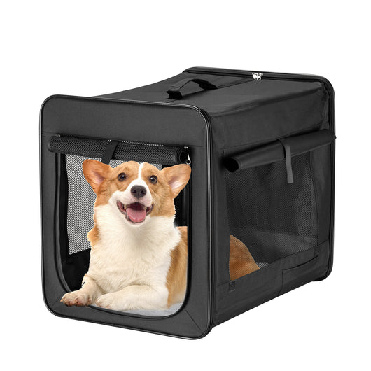 Trasportino pieghevole nero per animali domestici, taglia XL (94x66x74cm), con cuscino