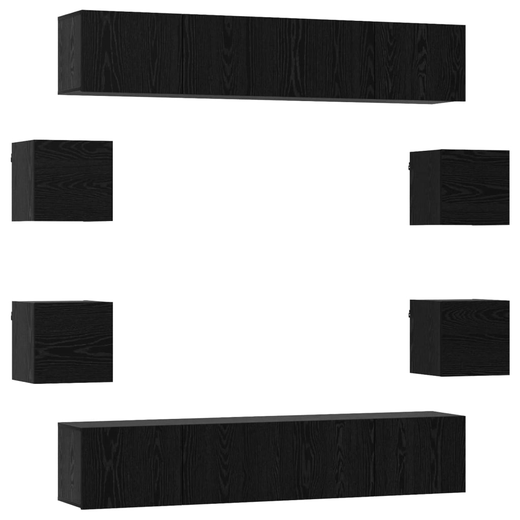 Set mobile TV 8 pcs 80 x 30 x 30 cm Rovere Nero