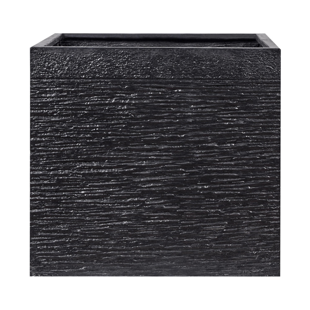 Vaso per piante fioriera in fibra nera solida quadrata 50 x 48 cm resistente ai raggi UV