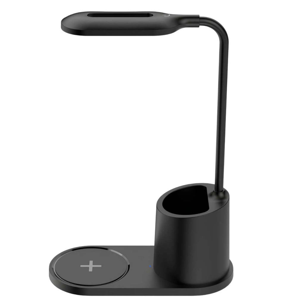 Lampada LED da Scrivania e da Comodino Illuminazione Regolabile con Ricarica Wireless Qi 10W Nero Platinet