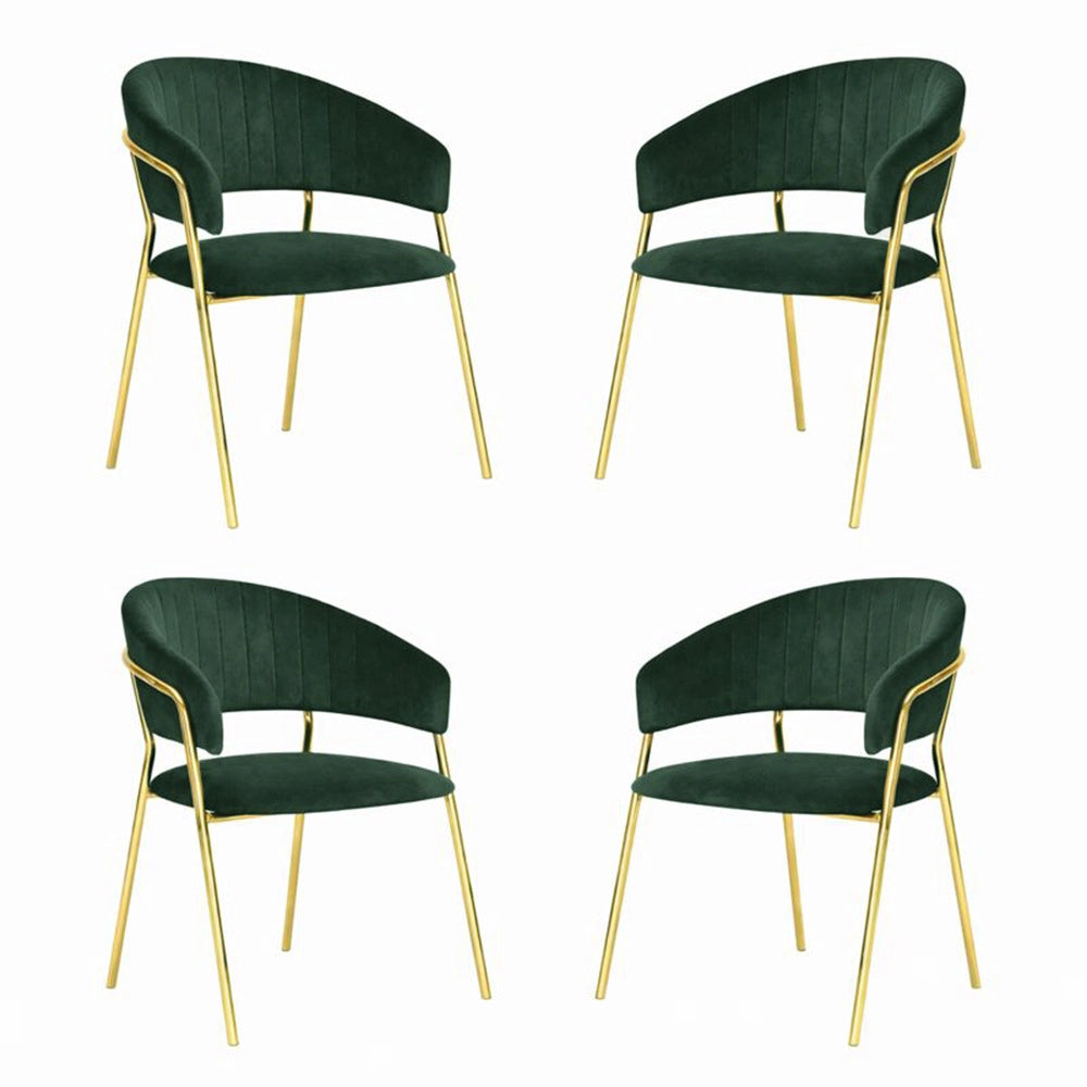 Sedie da sala da pranzo set da 4 Aurelia con schienale in velluto verde