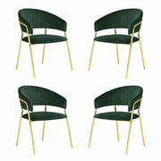 Sedie da sala da pranzo set da 4 Aurelia con schienale in velluto verde