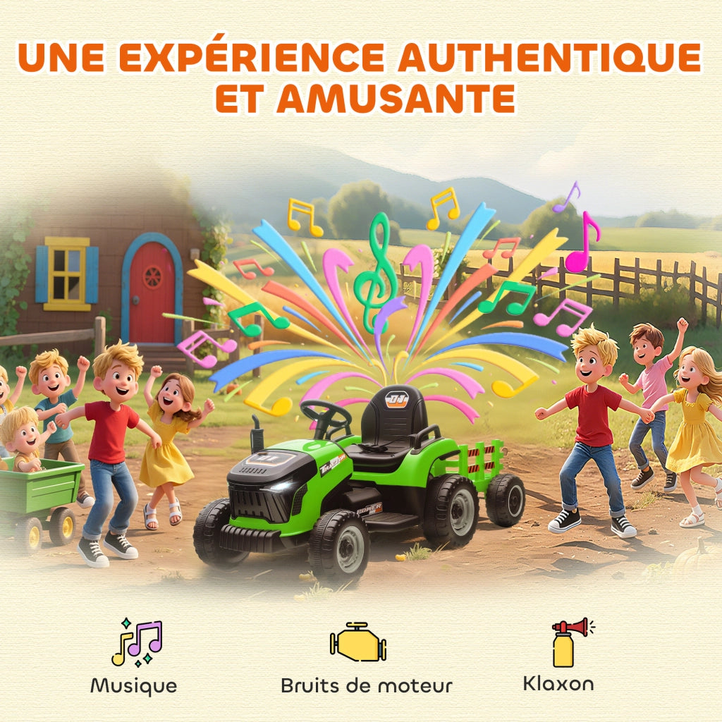 Tracteur ¨¦lectrique enfants ¨C zephmum ¨C 139x58x55cm verde
