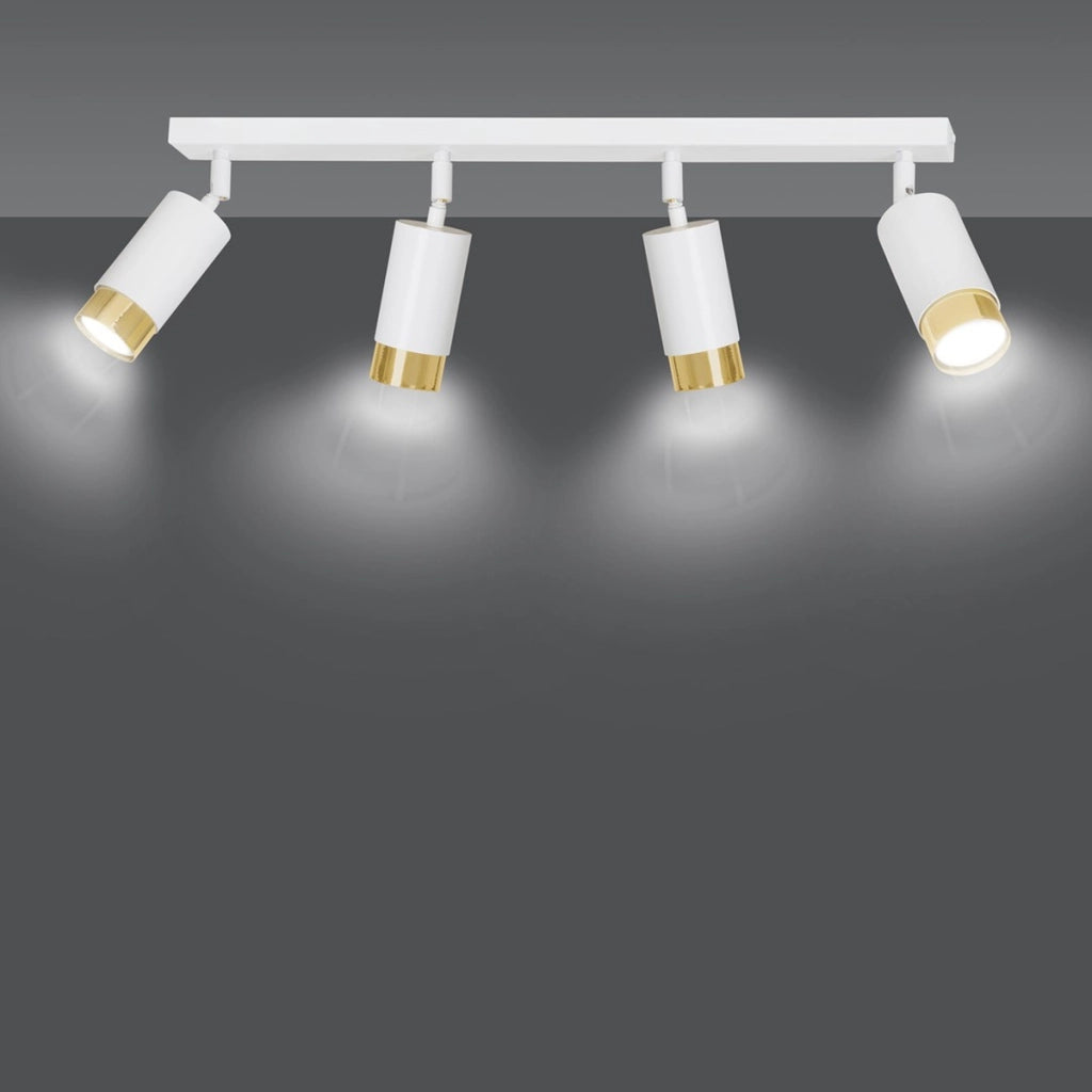 Faretto da soffitto Hiro in acciaio bianco e oro
