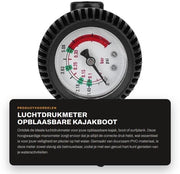 Manometro di Pressione dell'Acqua - Barometro di Sicurezza - Manometro di Pressione dell'Aria - Materiale PVC - Adattatore di Sonda Lunga - Adatto per Kayak/Barca - Resistente alla Corrosione