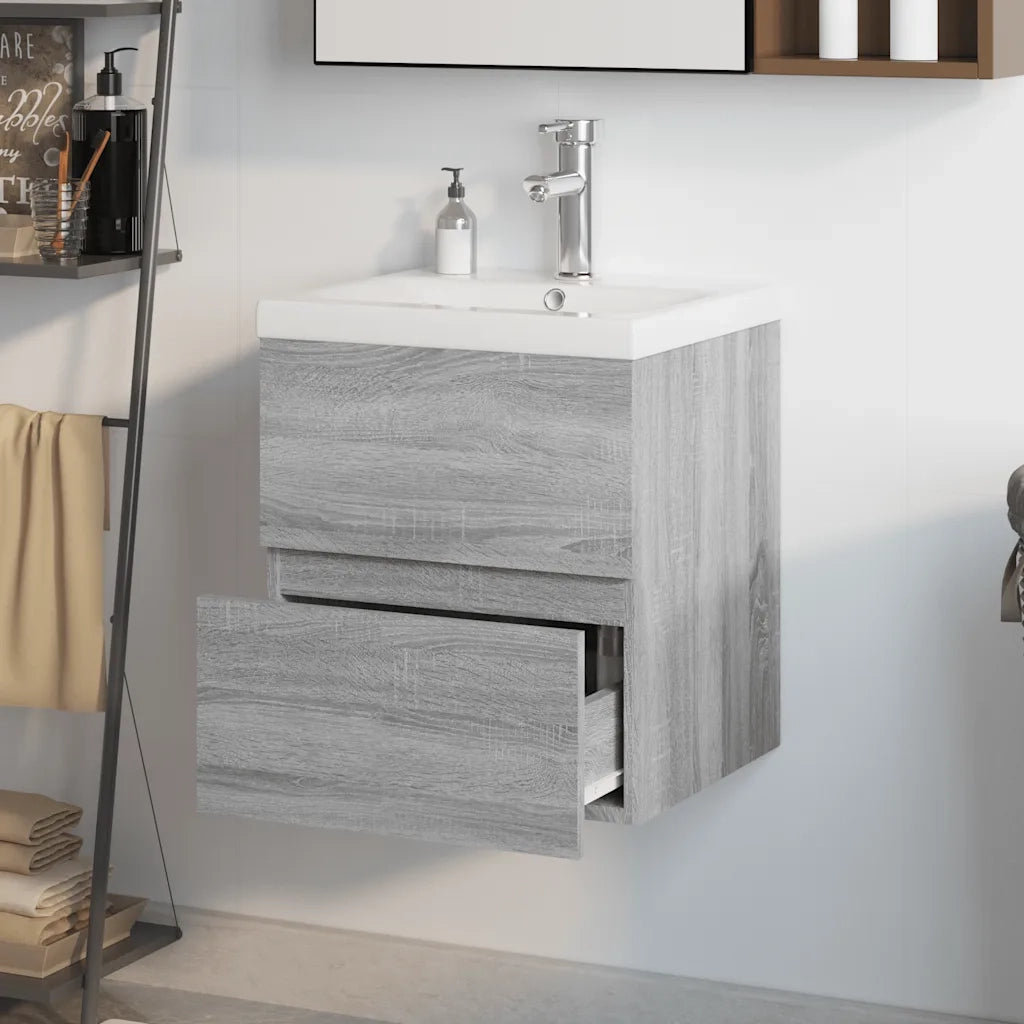 Mobile Bagno e Lavabo Integrato Grigio Sonoma Legno Multistrato 3152862