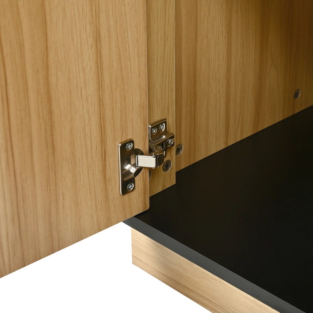 Credenza moderna in legno naturale con ante ondulate