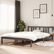 Giroletto-Struttura Letto Grigio in Legno Massello 140x200 cm 607009