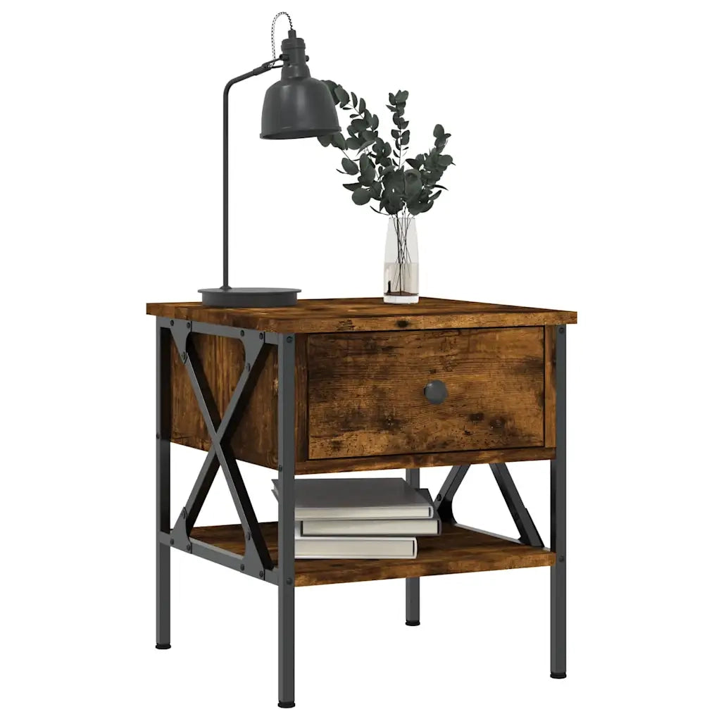 Comodini 2 pz-Set di 2 Tavolino da notte Rovere Fumo 40x42x45 cm in Legno Multistrato