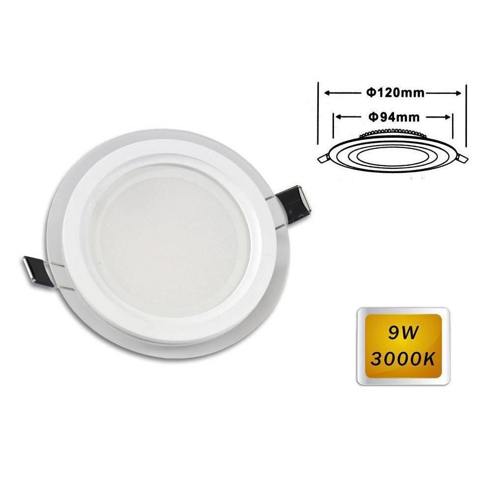 Trade Shop - Pannello Led Slim Incasso Bordo In Vetro Tondo 9w Luce 6500k 3000k 4000k P-94et -