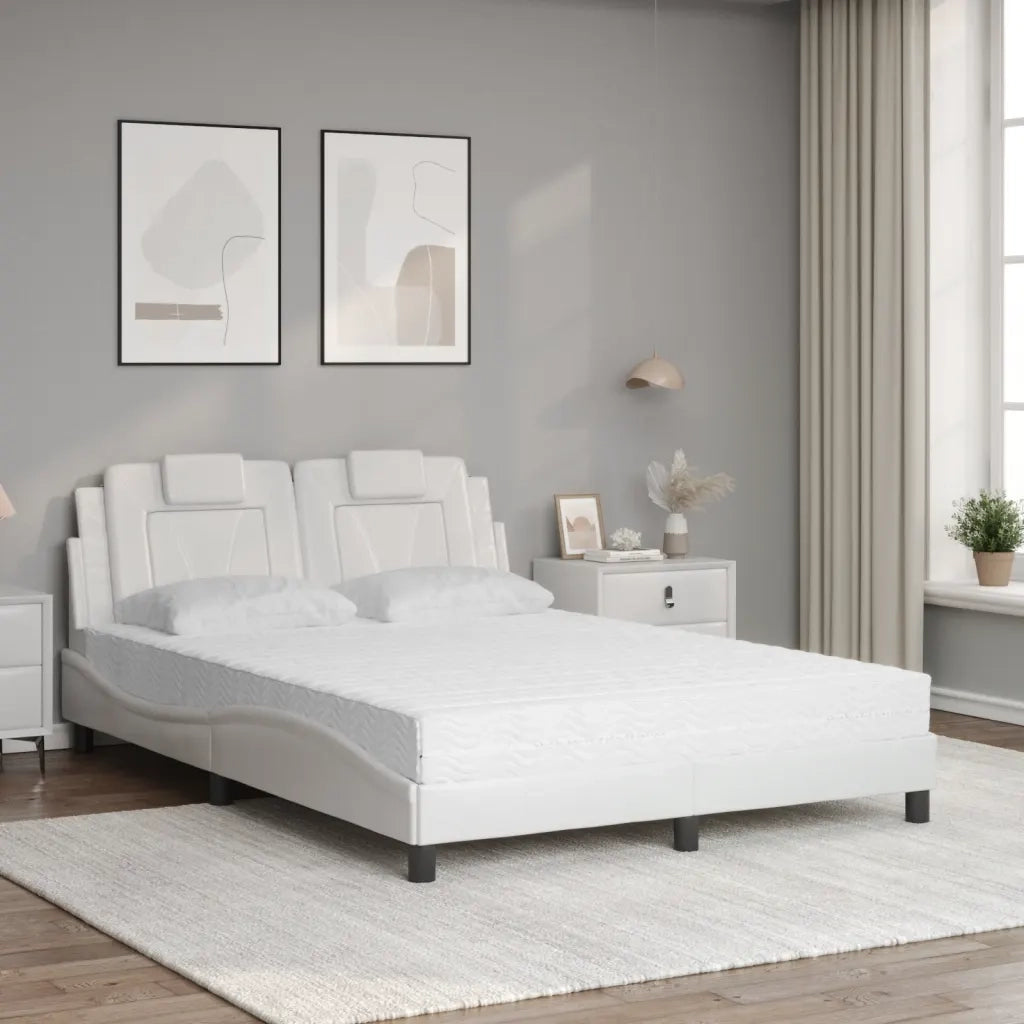 Letto Viana con Materasso Bianco 140x200 cm in Similpelle 3208797