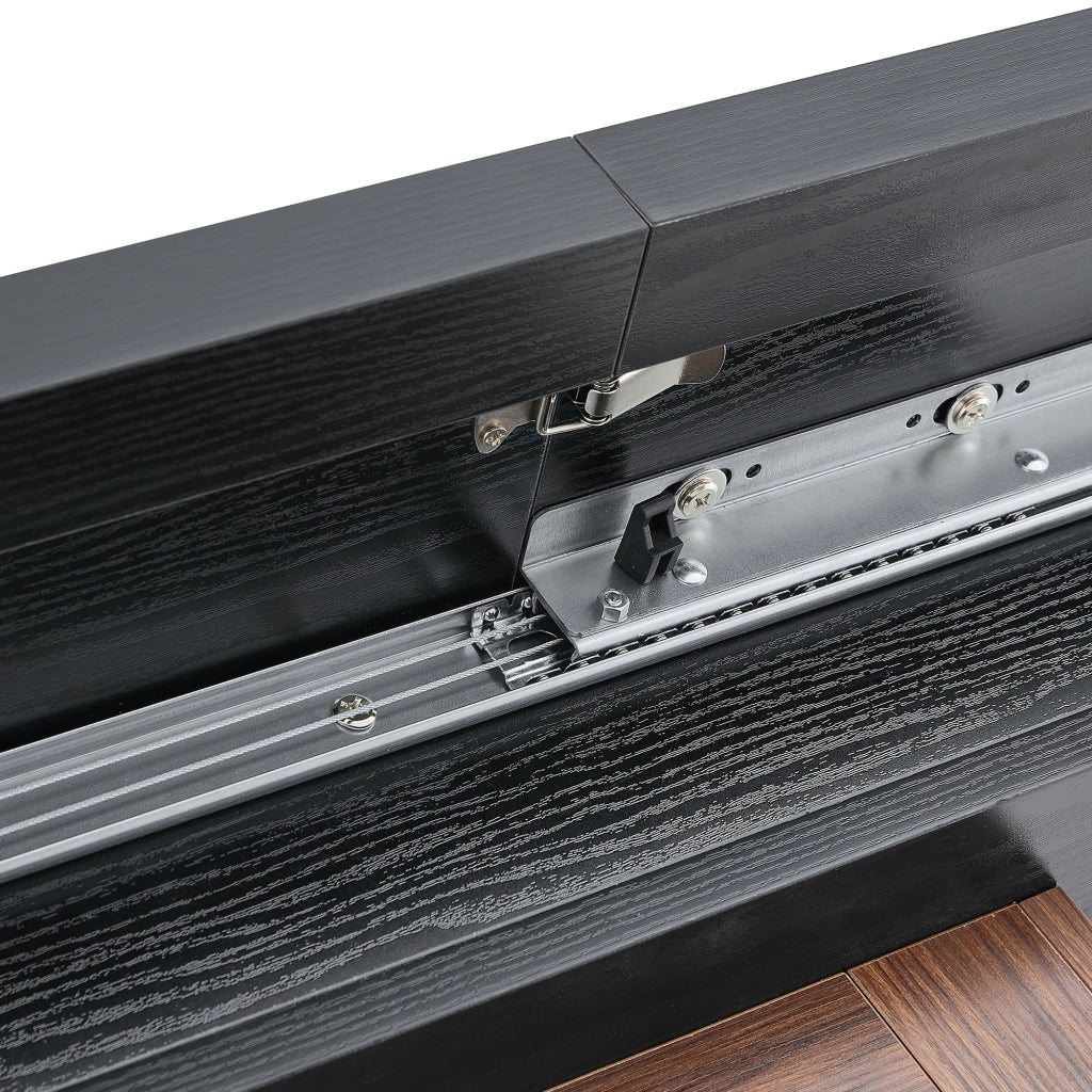 Tavolo allungabile con ripiano a 2 livelli, piano effetto legno nero e base noce, per sala da pranzo, in MDF, nero
