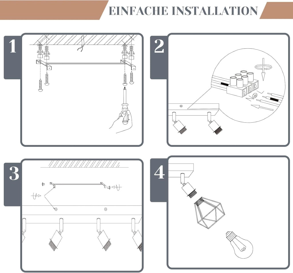 ZMH Faretto da soffitto neri E14 vintage orientabili 350° per ingresso soggiorno