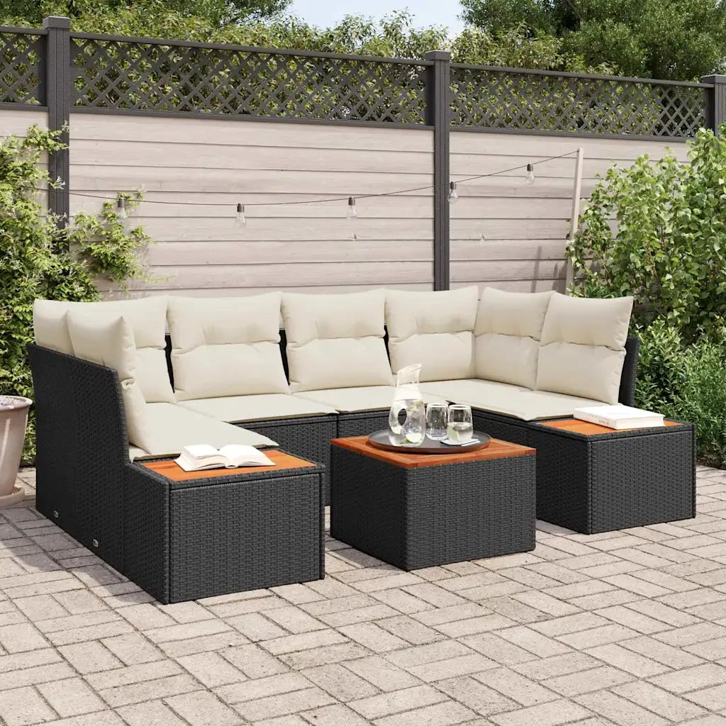 Set Divano da Giardino con cuscino 6 pcs Nero Poly Rattan 3348033
