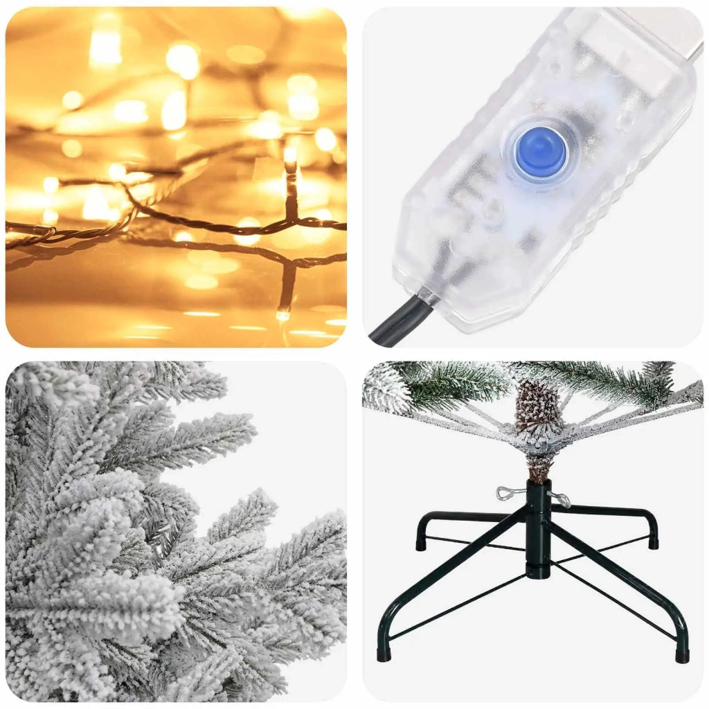 Albero di Natale Artificiale con Rami Pieghevoli 150 cm 150 LED 3465496