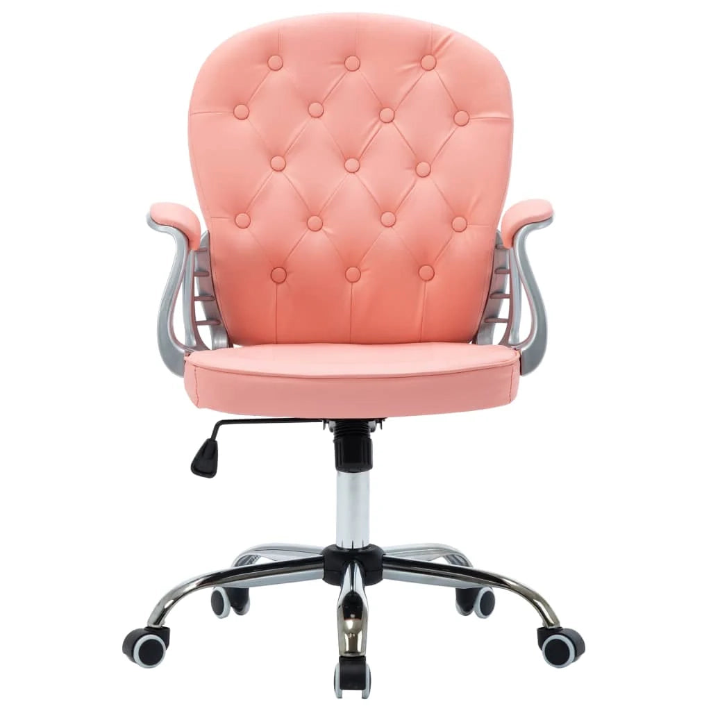 Sedia girevole da ufficio/sedia da studio/sedia da computer/sedia sgabello in similpelle rosa 02_0024056