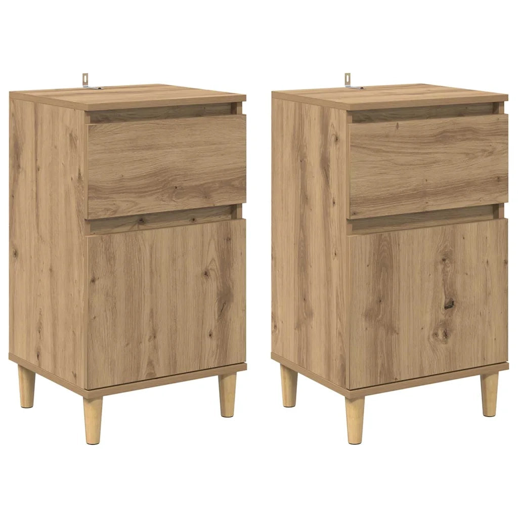 Armadio da Notte 2 pcs Rovere artigianale 40 x 35 x 70 cm