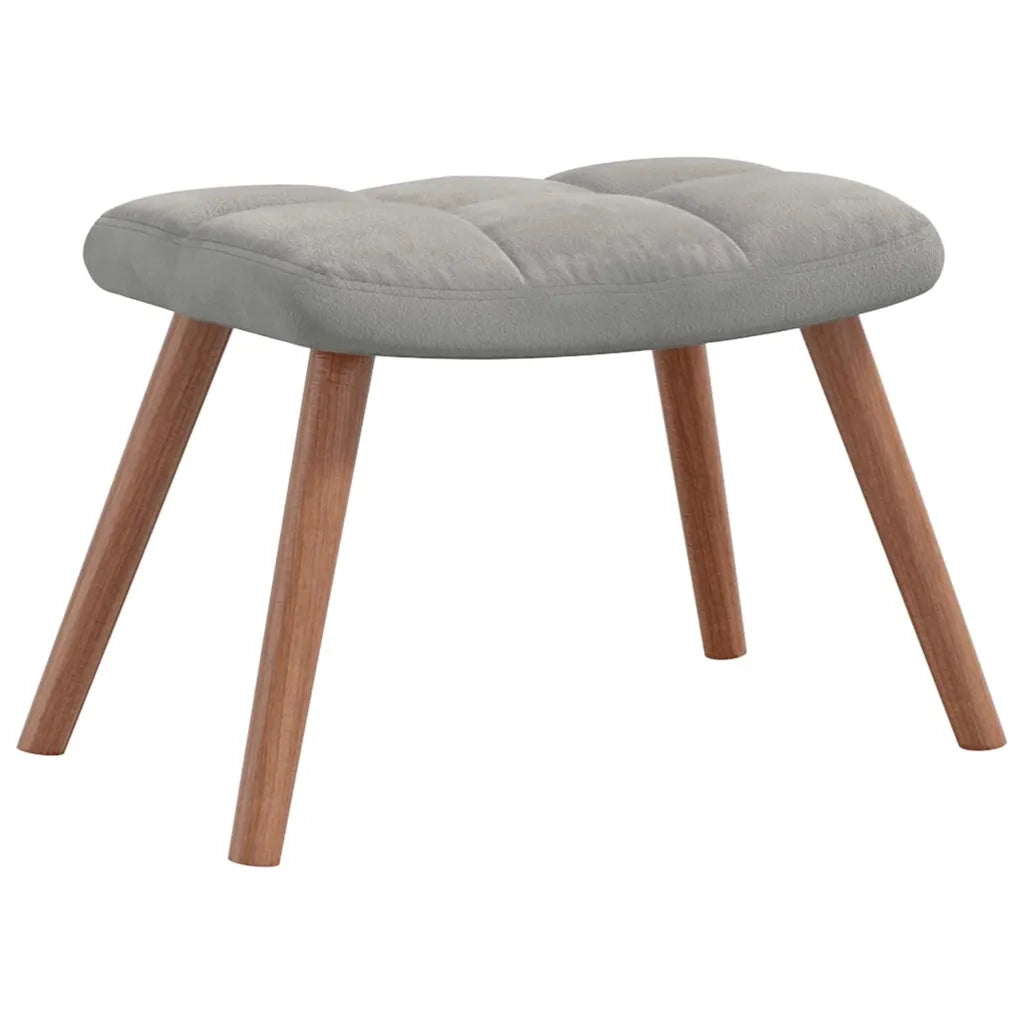 Divano Sedia-Poltrona Relax con Poggiapiedi Grigio Chiaro in Velluto 457000