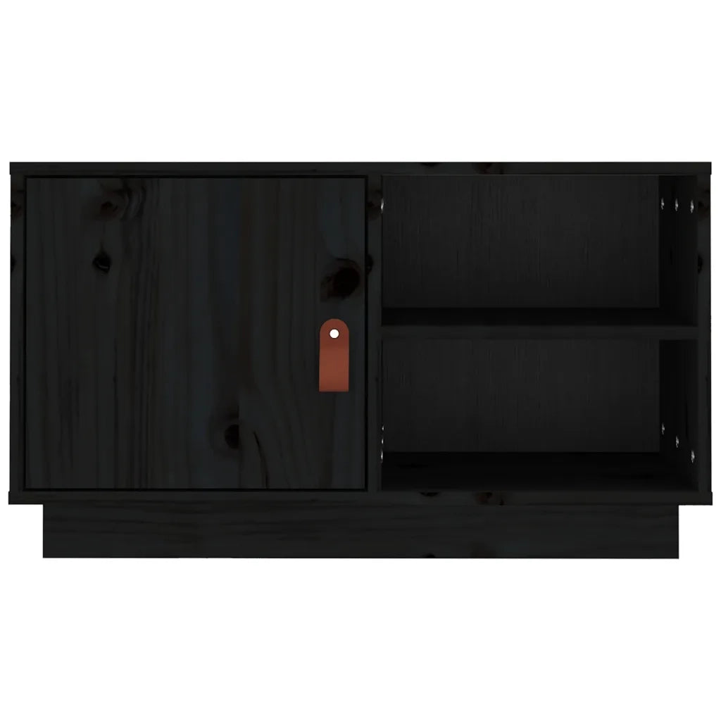 Mobile Porta TV Nero 70x34x40 cm in Legno Massello di Pino 818239