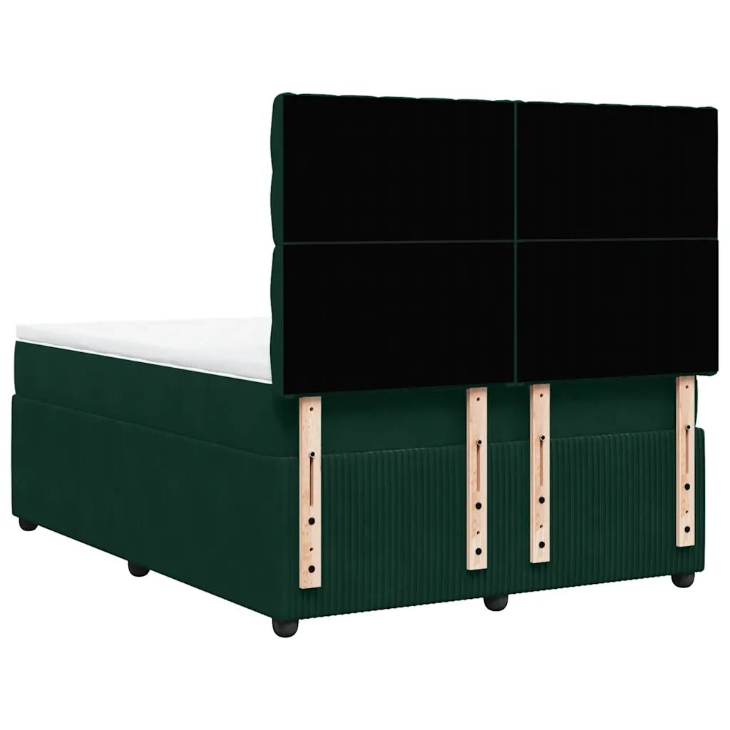 Giroletto a Molle con Materasso Verde Scuro 140x190 cm Velluto