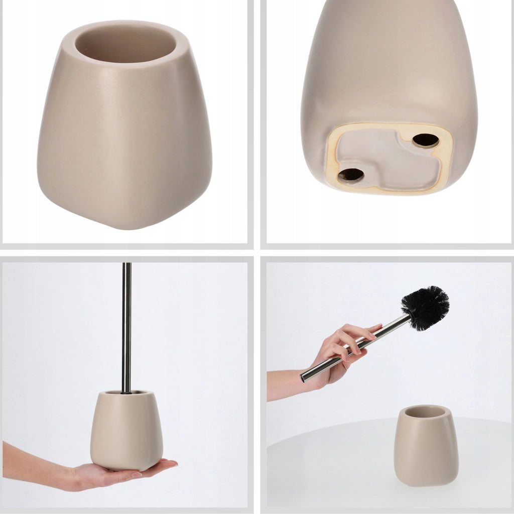 Set da bagno KADAX, set da bagno con dispenser di sapone, spazzolino e bicchiere, beige, 3 in 1