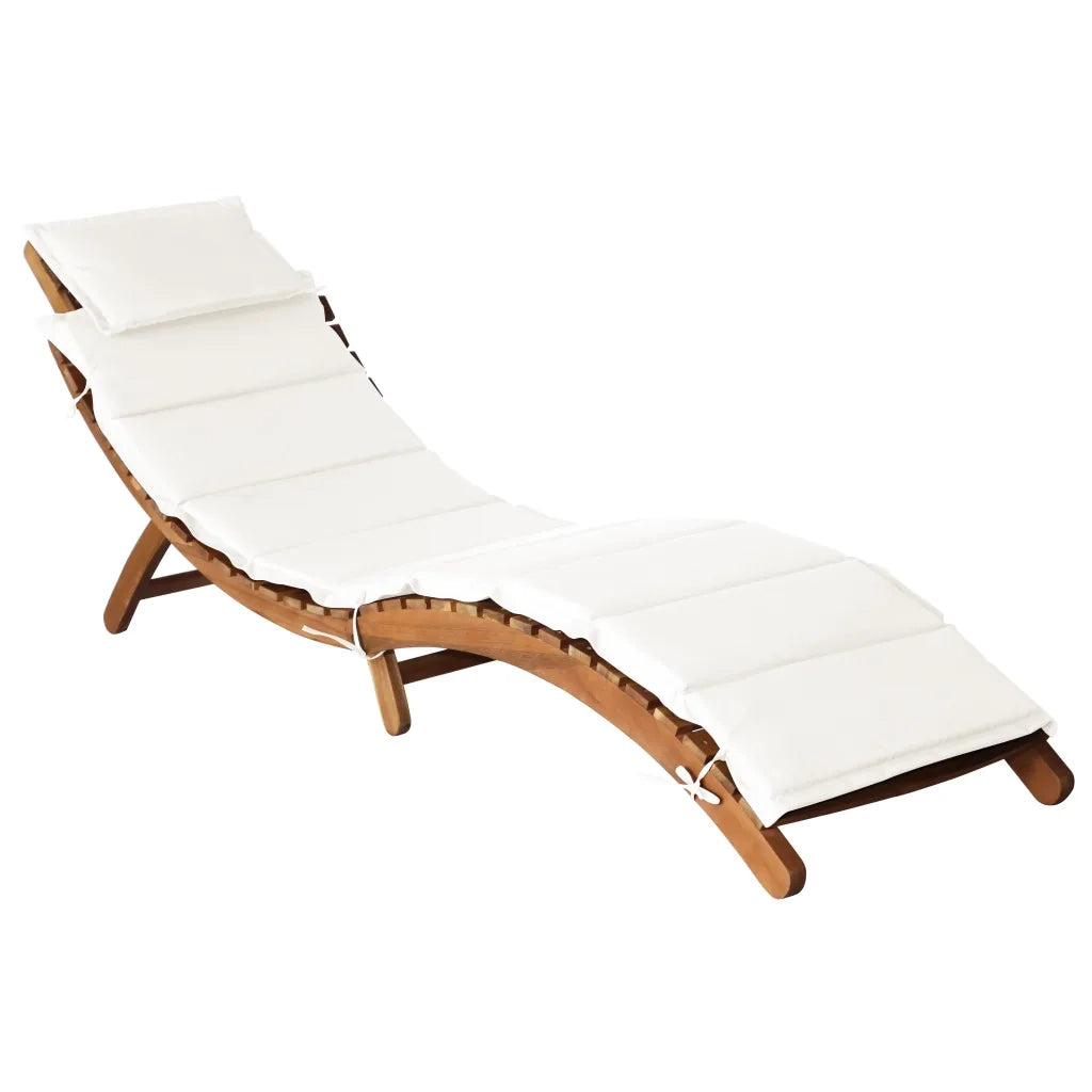 Lettini Prendisole con Cuscini 2pz Bianco Crema Massello Acacia 3155473