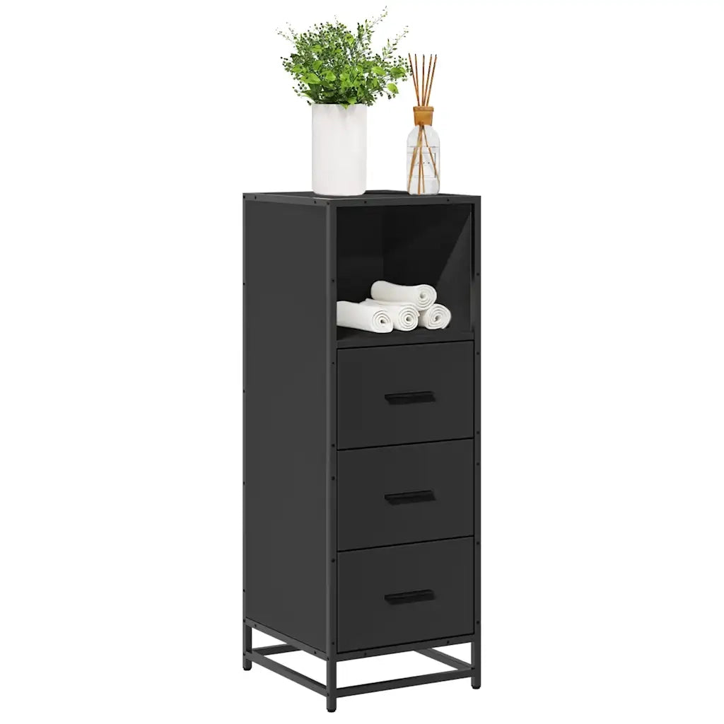 vidaXL Armadietto da Bagno Nero 35x37,5x100 cm in Legno Multistrato