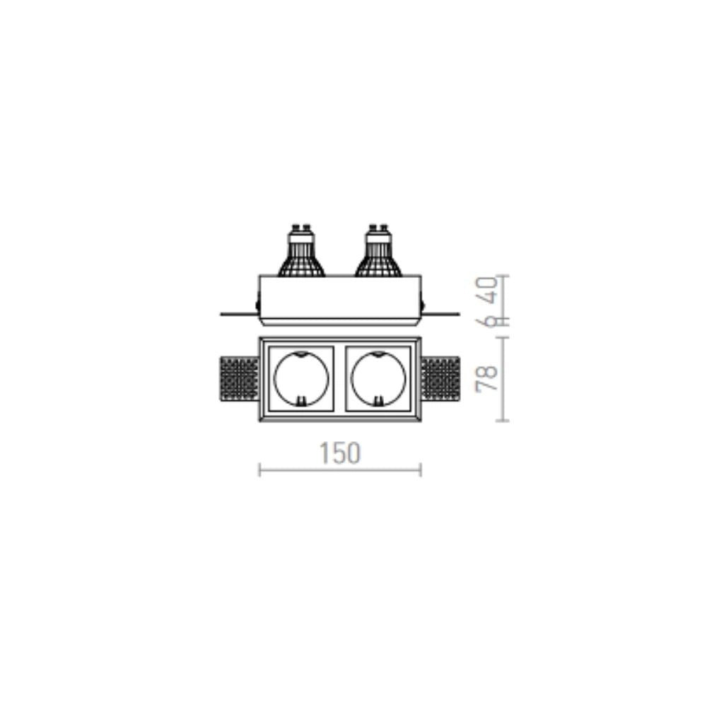 Lampada faretto QUO SQ II da incasso gesso 230V GU10 2x35W