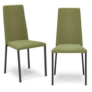 Set 2 sedie imbottita modello BETTY STYLE per interni, design moderno, gambe quadre in metallo, schienale e seduta rivestiti con tessuto morbido al tatto Verde Oliva