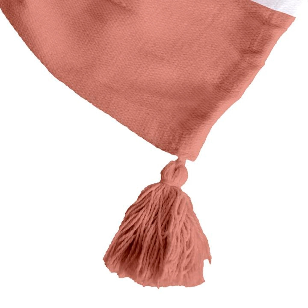 100% cotone rosa salmone plaid con pompons 130x170cm SLAVANN