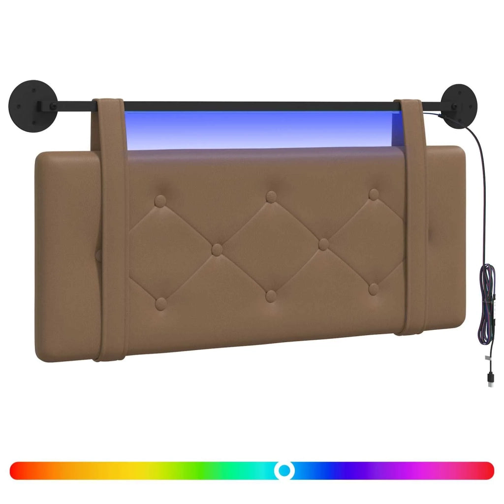 Testiera sospesa Con luce LED Cappuccino Similpelle