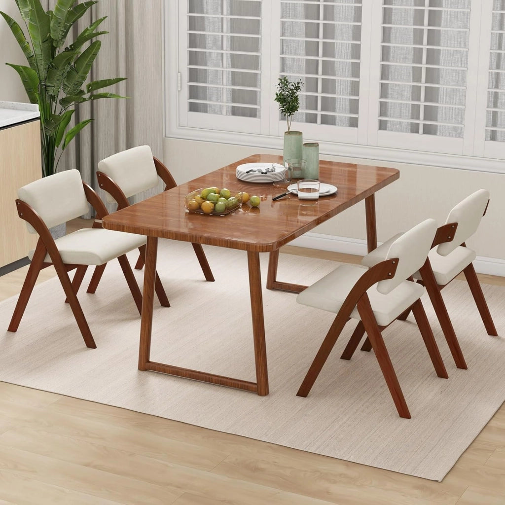 Set 2 Sedie da Pranzo, Sedia da Cucina Pieghevole con Gambe in Legno di Gomma, Sedile e Schienale Imbottiti, Sedia Portatile per Casa Ufficio Matrimonio, Portata 160 kg (Marrone)