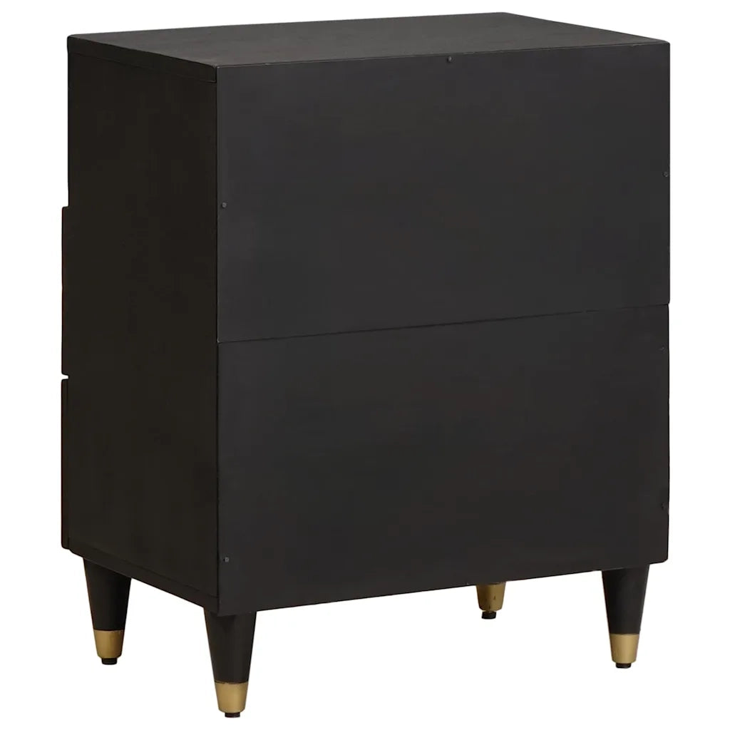 Comodino | Armadio da Notte | Mobiletto da notte Nero 50 x 33 x 62 cm Legno di mango massello