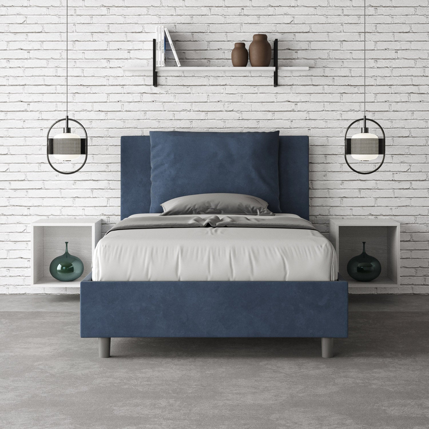 Letto 1 Piazza e Mezzo 120x190 cm Senza Rete Antea Blu