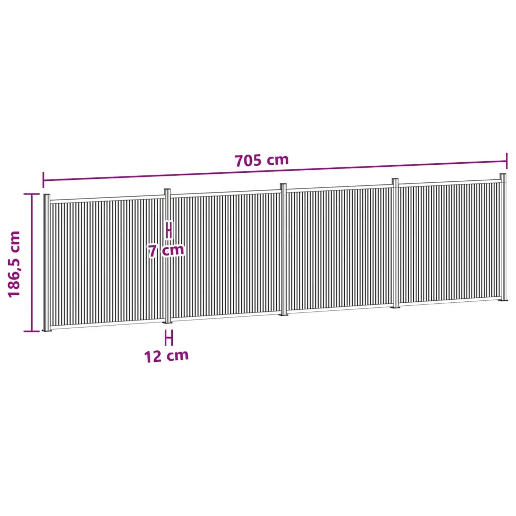 Pannello di Recinzione 4 pcs WPC e Alluminio Nero