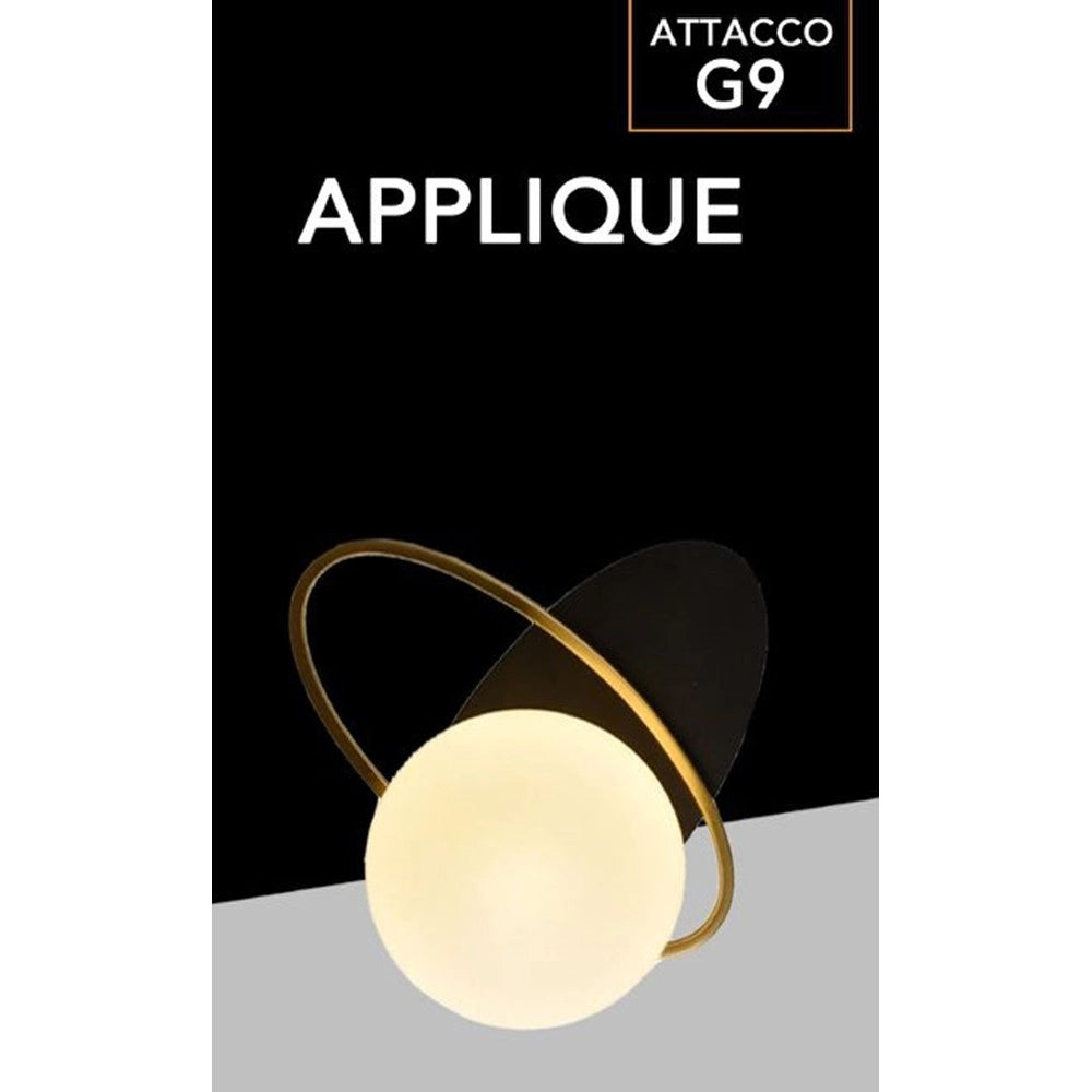 Trade Shop - Applique Lampada Da Interno A Parete In Stile Contemporaneo Con Attacco G9 Nero Oro Aq58 -