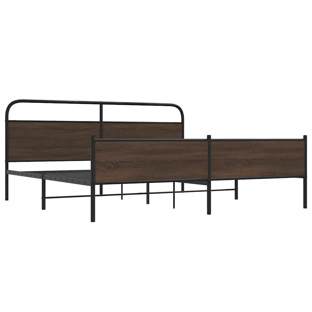 Letto matrimoniale | Letto per adulti | Giroletto senza Materaso in Metallo Rovere Marrone 183x213 cm