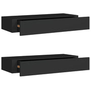 2 pz Scaffali con Cassetti da Parete | Mensola sospesa Neri 60x23,5x10 cm MDF