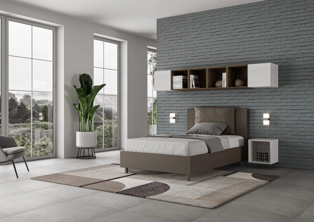 Letto 1 Piazza e Mezzo 120x210 cm con Rete Antea Cappuccino