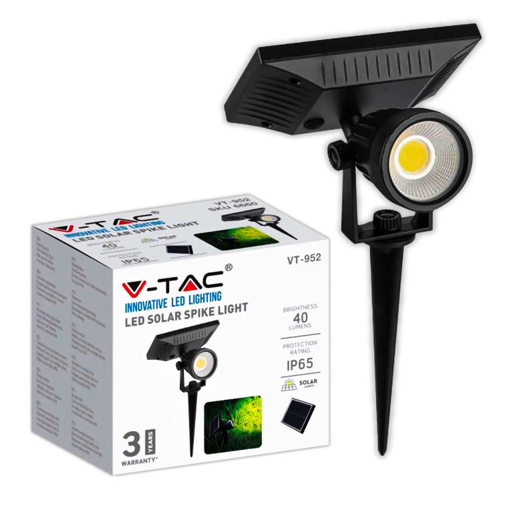 Faretto 2W LED da giardino con pannello solare IP65 6400K