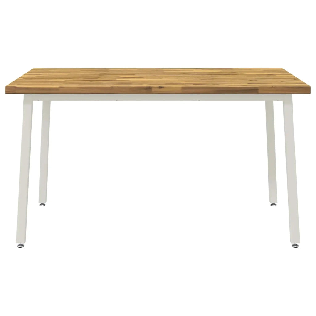 140 x 70 x 75 cm Legno di Acacia Massello Naturale e Bianco 937604