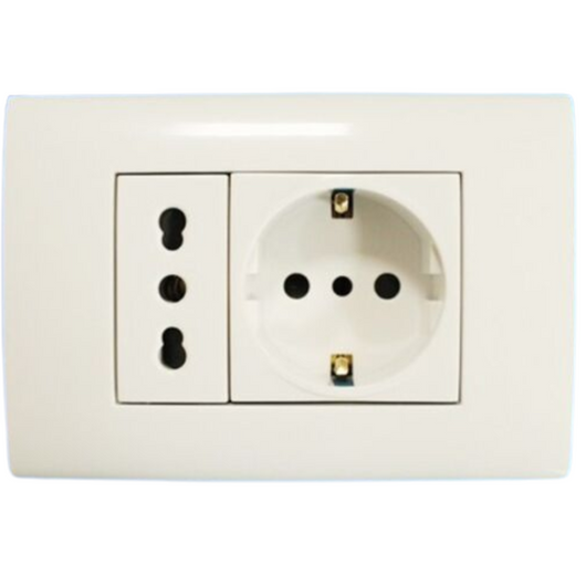 Biesse kit presa bipasso 2p+t 10/16a 250v compatibile bticino matrix am5180 *** numero pezzi 3, confezione 1