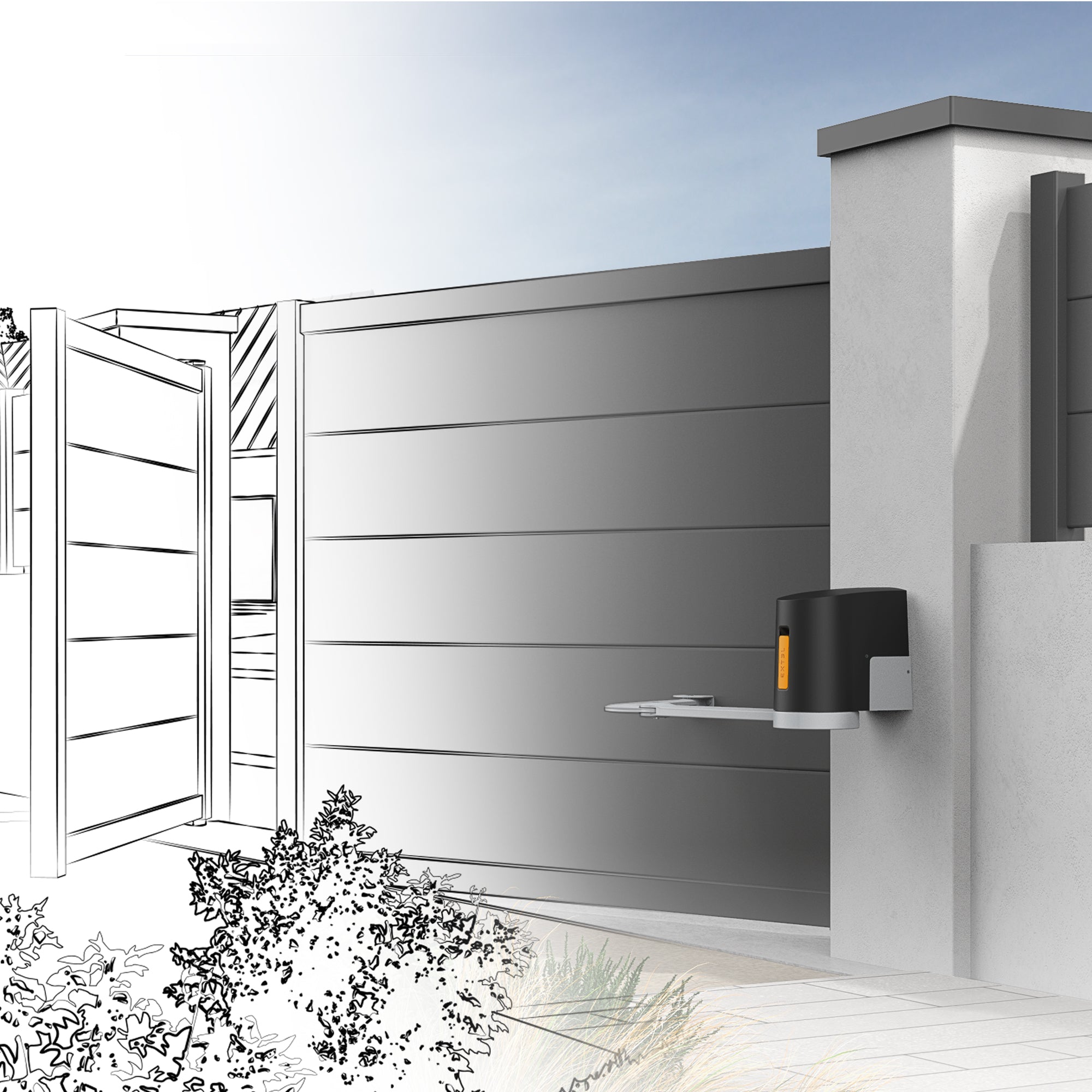 Apricancello Wifi a braccia articolate per cancelli a battente EXTEL Umii XB250 - Ante fino a 2,5 mt / 250 Kg. EXTEL