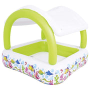 Piscina Gonfiabile Fuoriterra Giardino con Tettoia Parasole Removbile 145x128cm