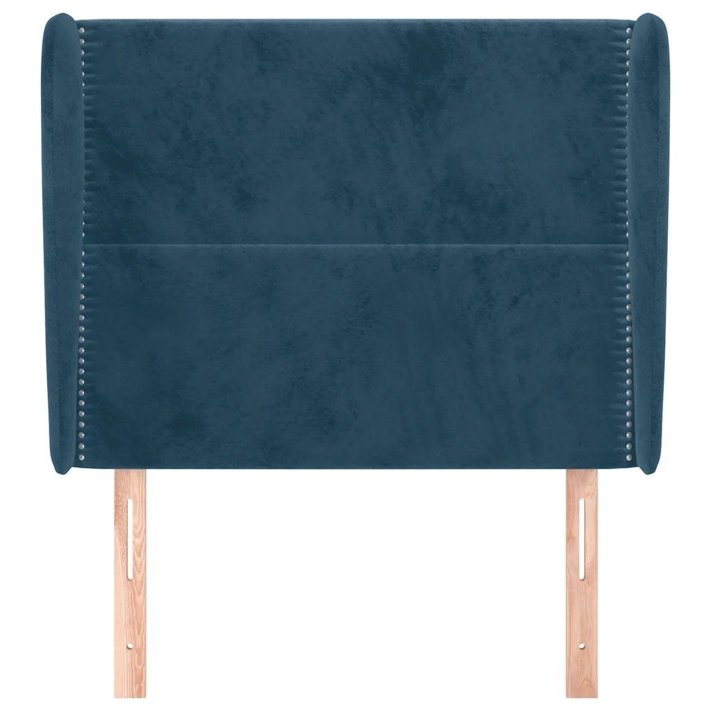 Testiera ad Orecchio-Testata con Orecchie Blu Scuro 103x23x118/128 cm in Velluto 528963