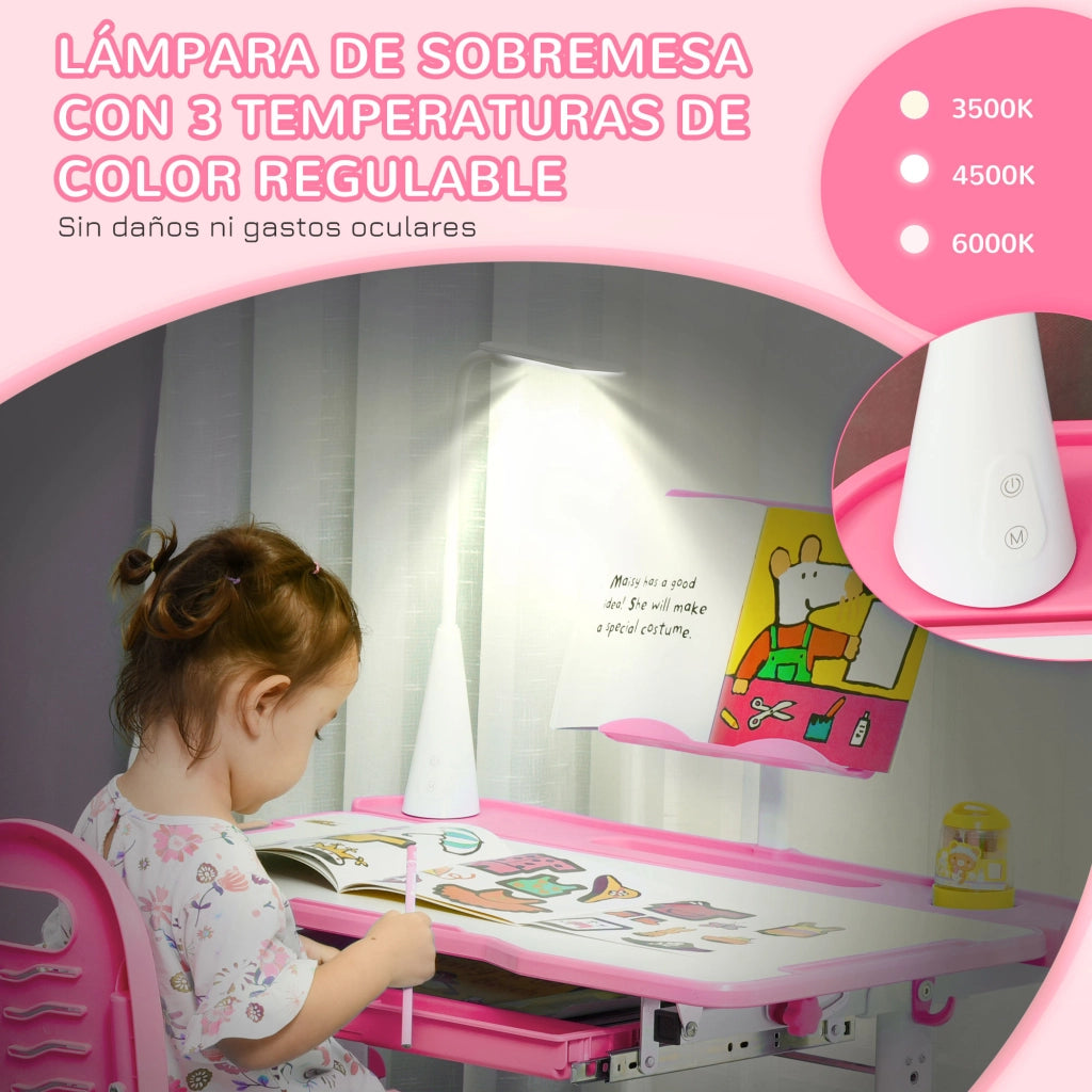 Scrivania regolabile per bambini ¨C zephmum ¨C rosa 80x49.5x82-104 cm