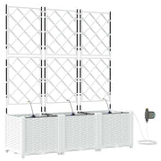 Set di 3 fioriere da giardino moderne con sistema di irrigazione 120 x 40 x 142 cm acciaio bianco 02_0058616