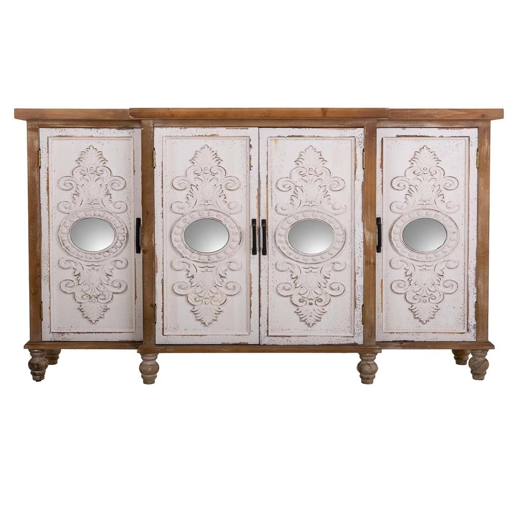 Credenza in legno intagliato marrone 154x35x87h