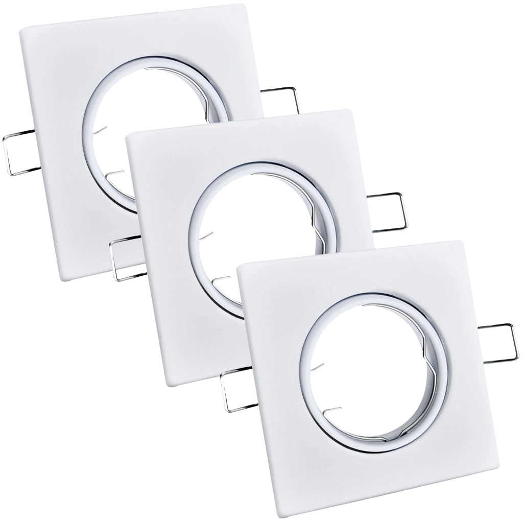 Faretto incasso quadrato bianco orientabile 3x MR16 Polux