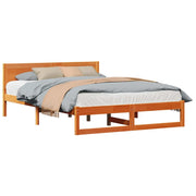 Letto matrimoniale | Letto per adulti | Struttura del letto Marrone cerato 140 x 200 cm Pino massello